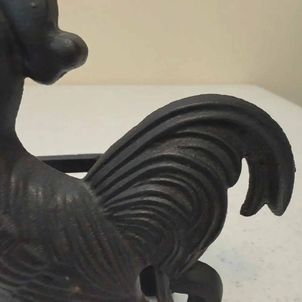Napkin/Letter Holder Cast Iron Chicken Rooster Black